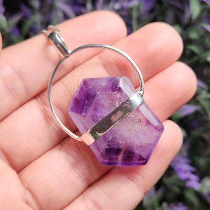 Brandberg Amethyst Pendant, Sterling Silver Crystal Necklace
