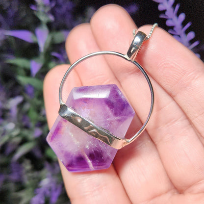 Brandberg Amethyst Pendant, Sterling Silver Crystal Necklace