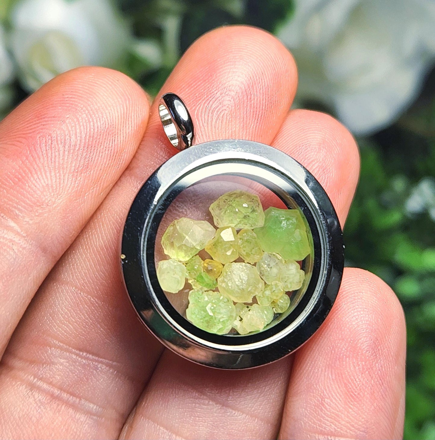 Green Garnet Pendant: Rare Crystal Gemstone