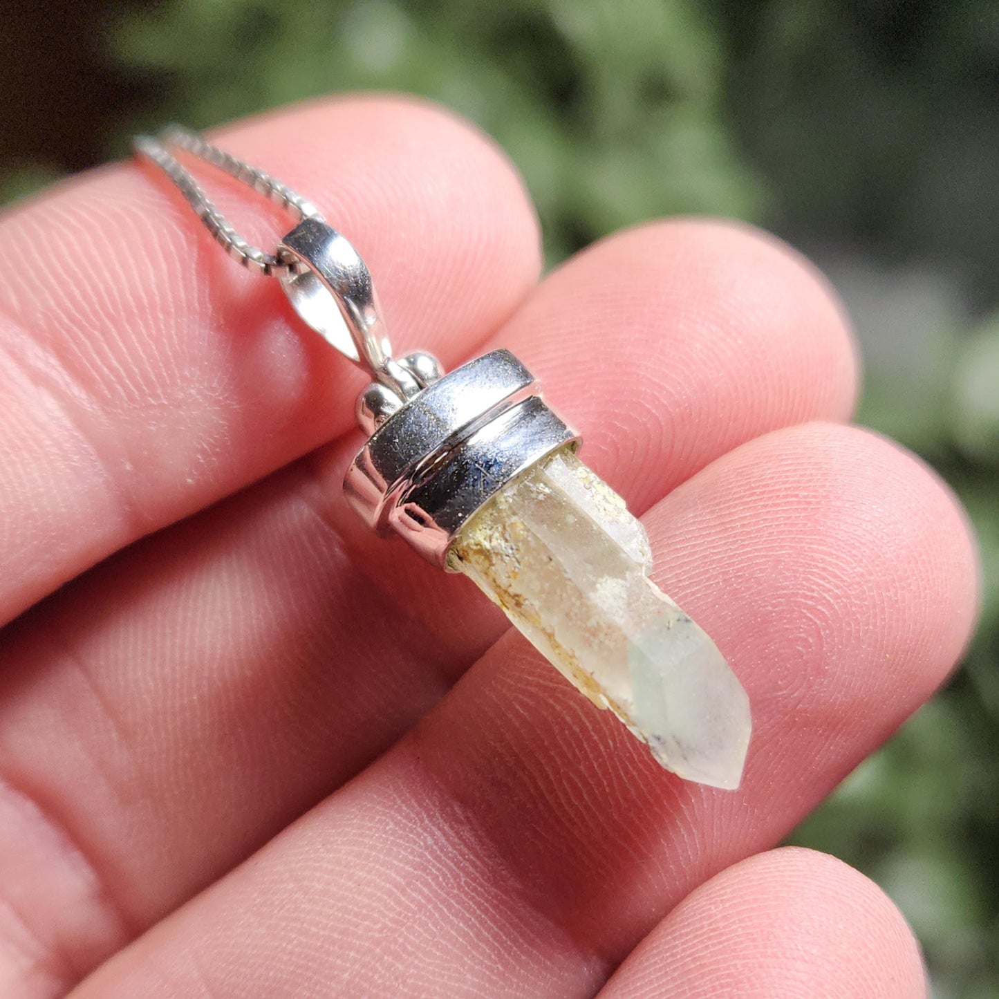 Ajoite Phantom in Quartz Crystal Pendant
