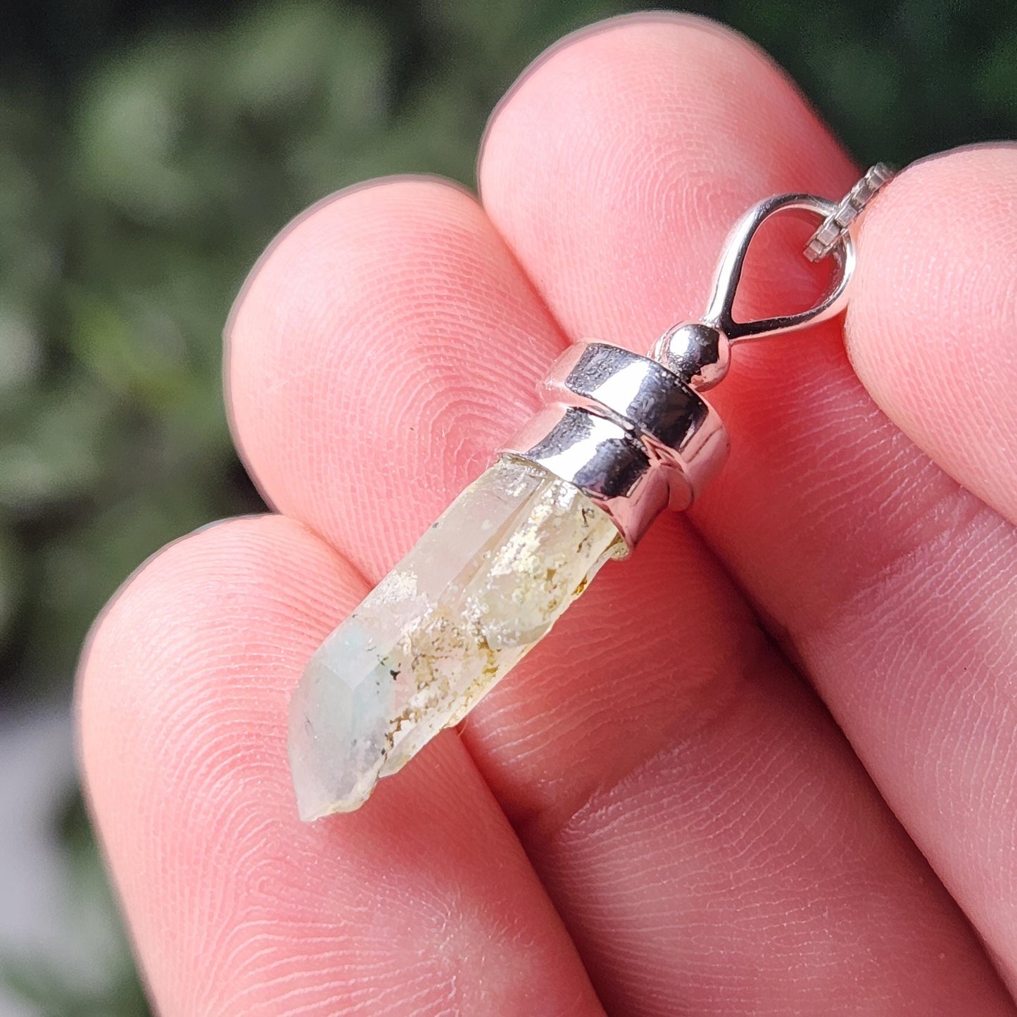 Ajoite Phantom in Quartz Crystal Pendant