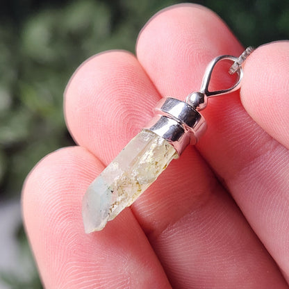 Ajoite Phantom in Quartz Crystal Pendant