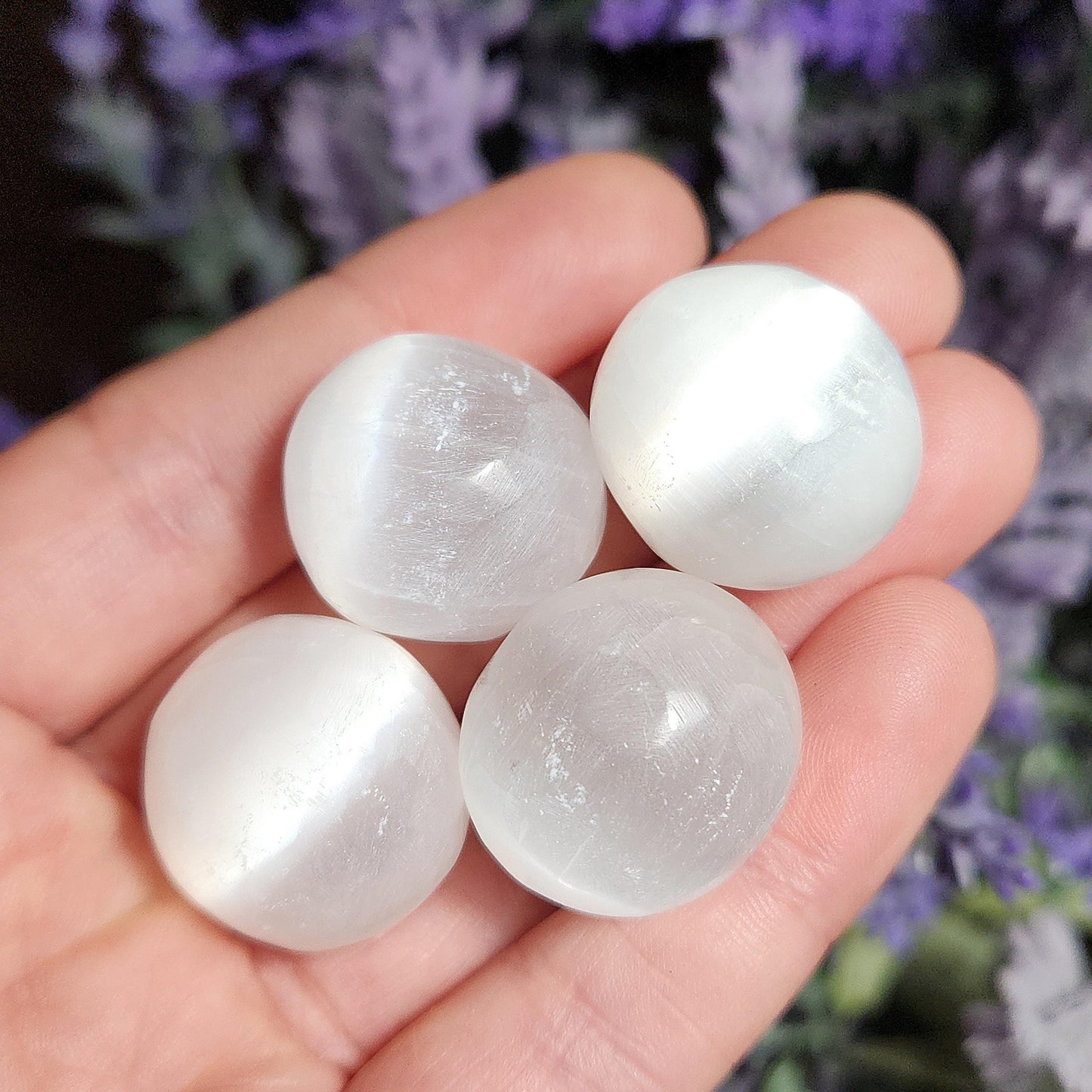 Selenite Crystal, Polished Selenite Sphere Carving, Tumbled Stone