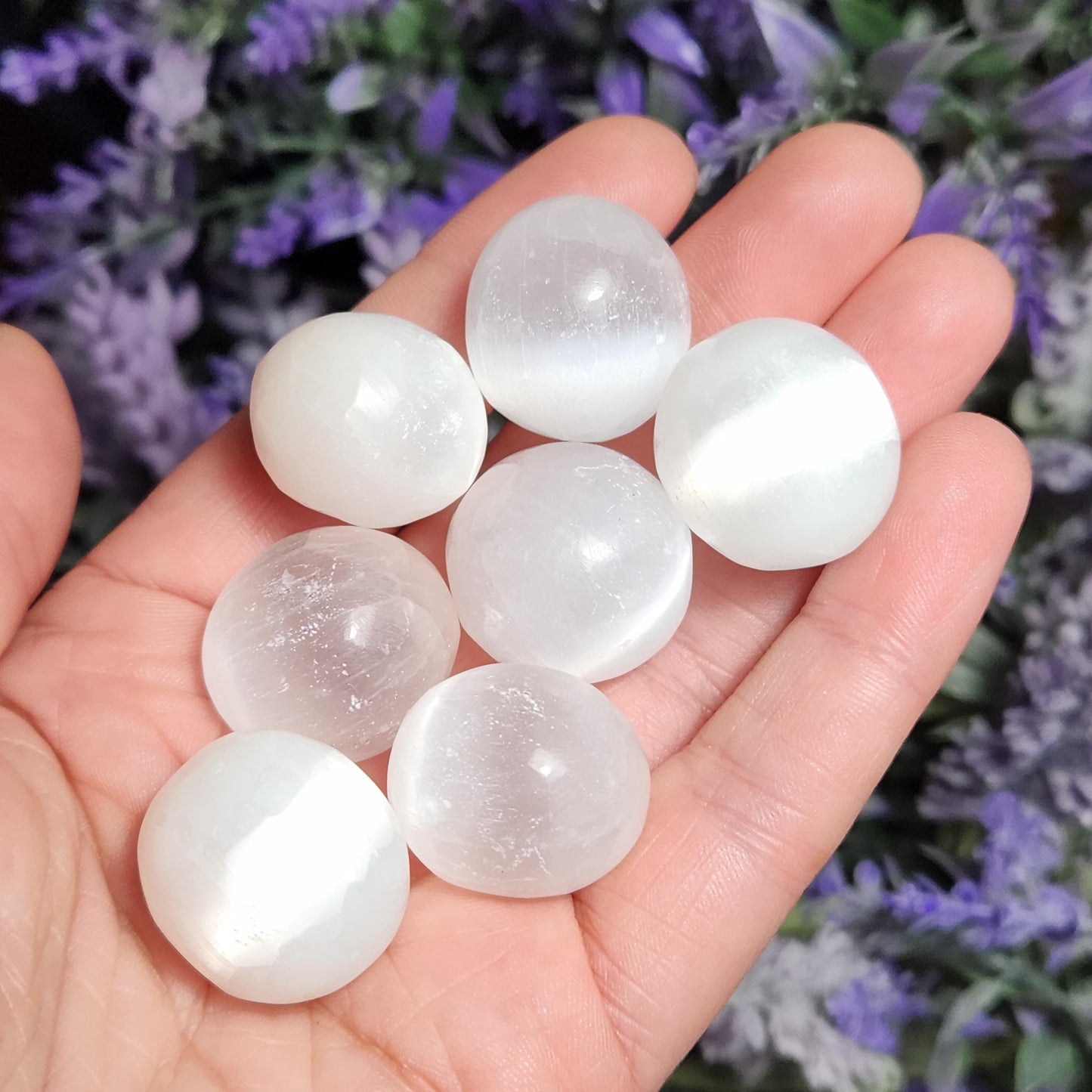 Selenite Crystal, Polished Selenite Sphere Carving, Tumbled Stone