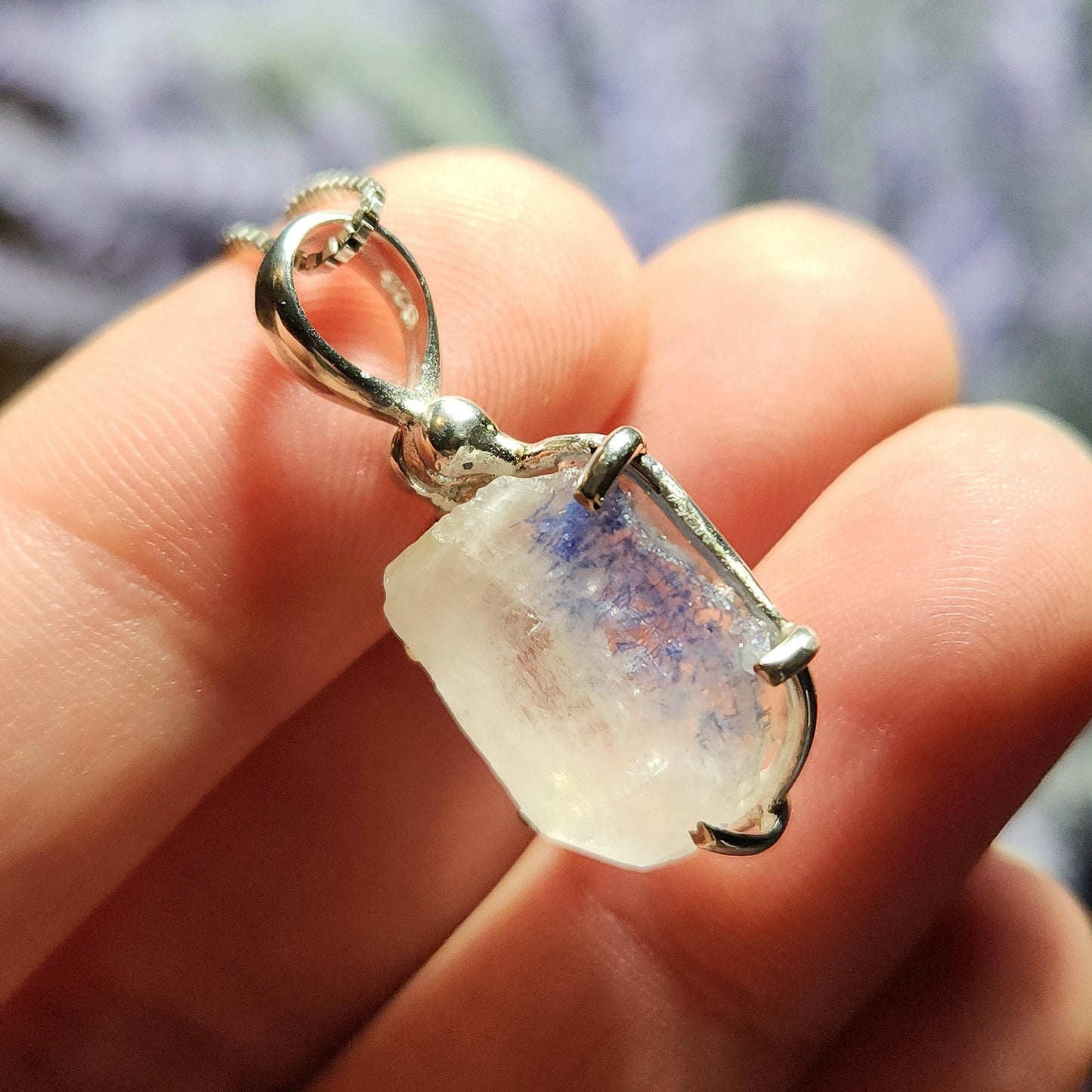 Fibrous Dumortierite in Quartz Pendant