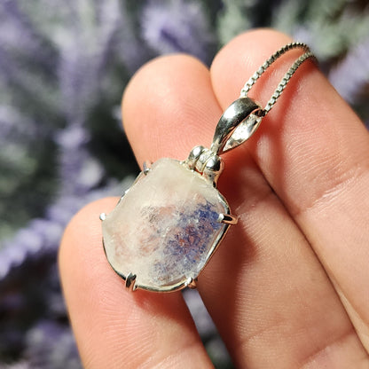 Fibrous Dumortierite in Quartz Pendant
