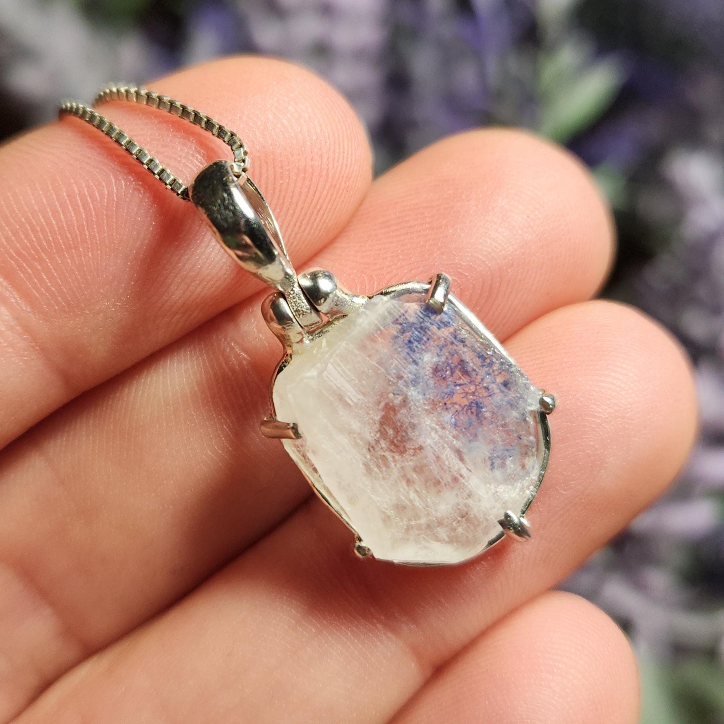 Fibrous Dumortierite in Quartz Pendant