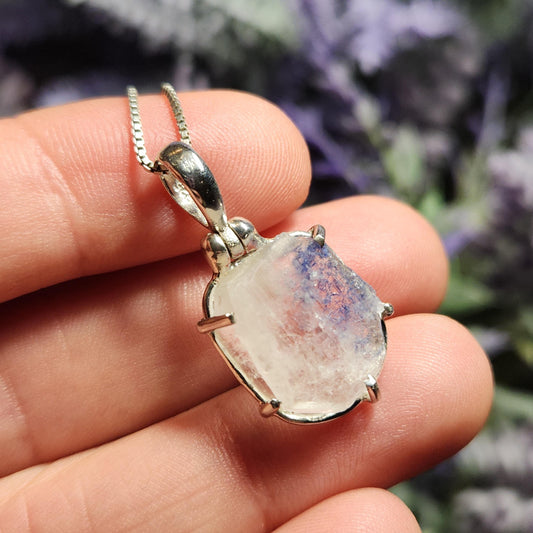 Fibrous Dumortierite in Quartz Pendant