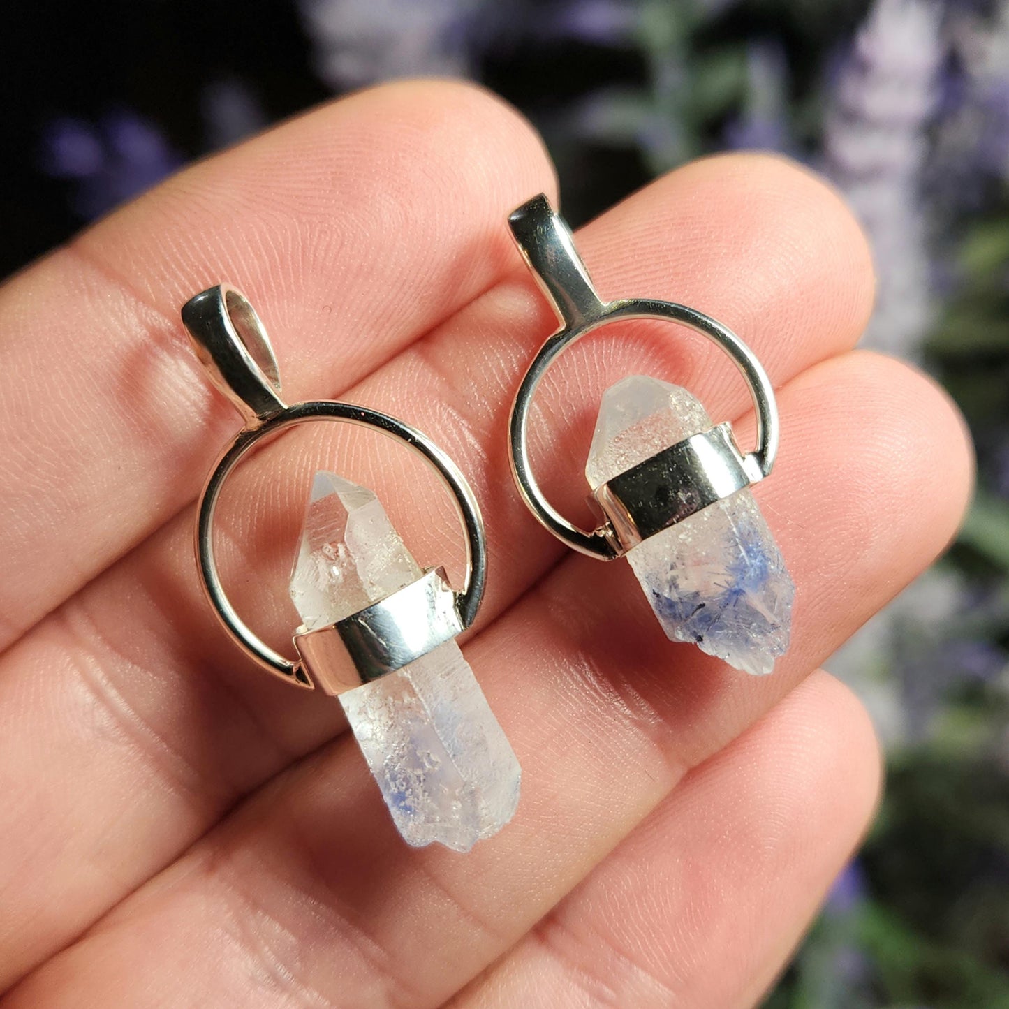 Fibrous Dumortierite in Quartz Pendant
