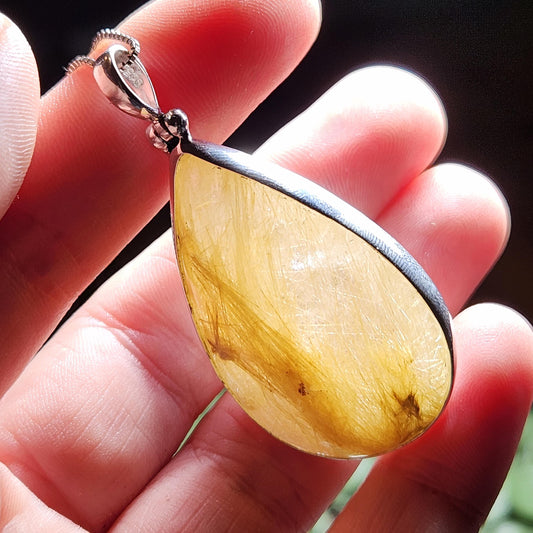 Gold Rutilated Quartz Pendant