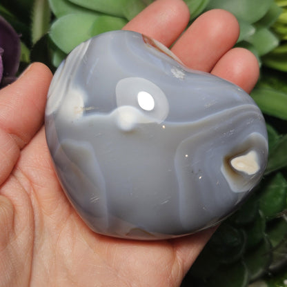 Orca Agate Heart Carving, Polished Agate Crystal Heart