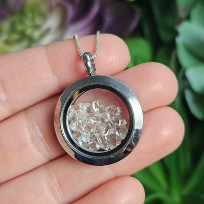 Herkimer Diamond Pendant, Herkimer Quartz Crystal Locket Necklace