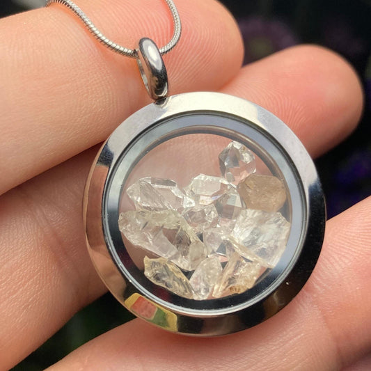 Phenacite & Herkimer Diamond Pendant