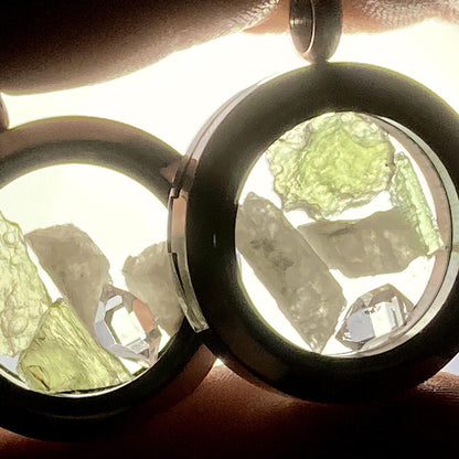 Moldavite & Natrolite Pendant