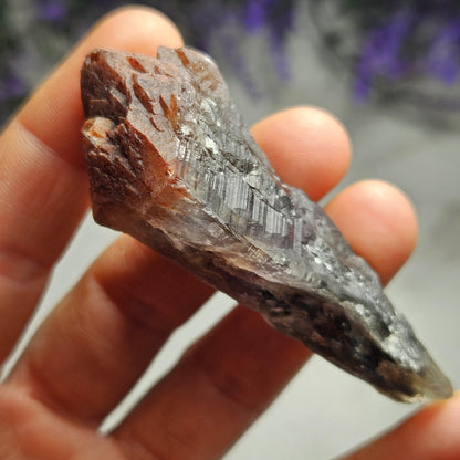 Red Capped Amethyst Crystal, Raw Hematite Amethyst Specimen