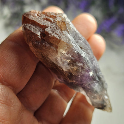 Red Capped Amethyst Crystal, Raw Hematite Amethyst Specimen