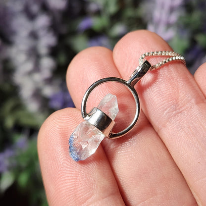 Fibrous Dumortierite in Quartz Pendant