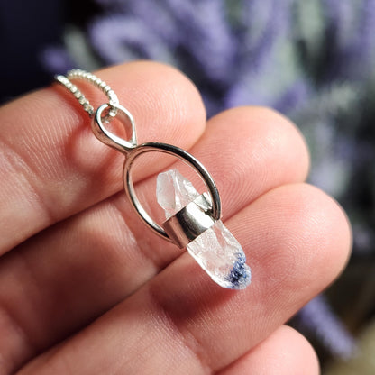 Fibrous Dumortierite in Quartz Pendant