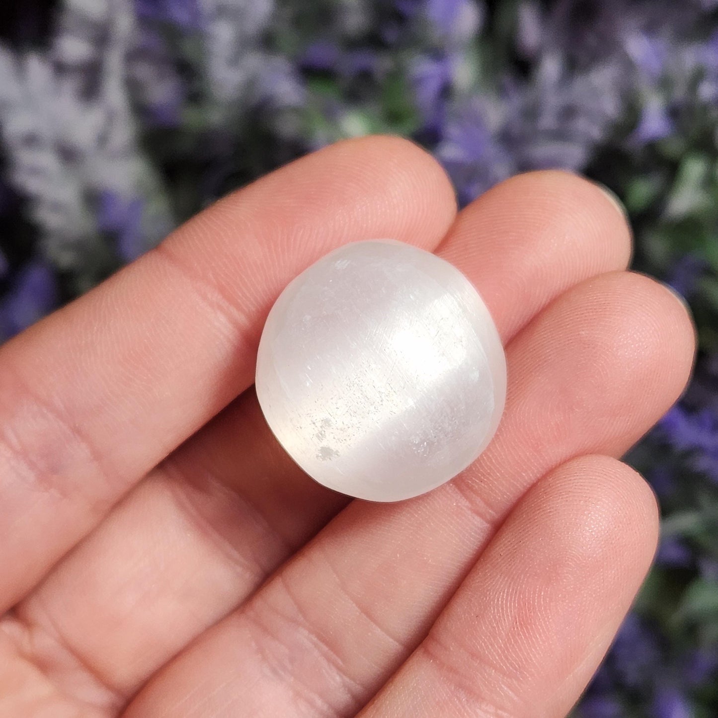 Selenite Crystal, Polished Selenite Sphere Carving, Tumbled Stone