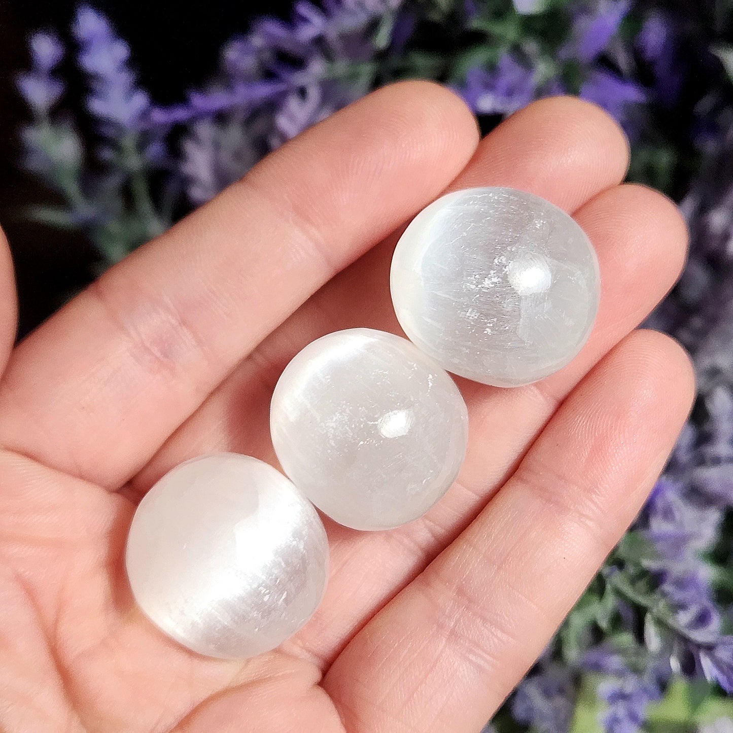 Selenite Crystal, Polished Selenite Sphere Carving, Tumbled Stone