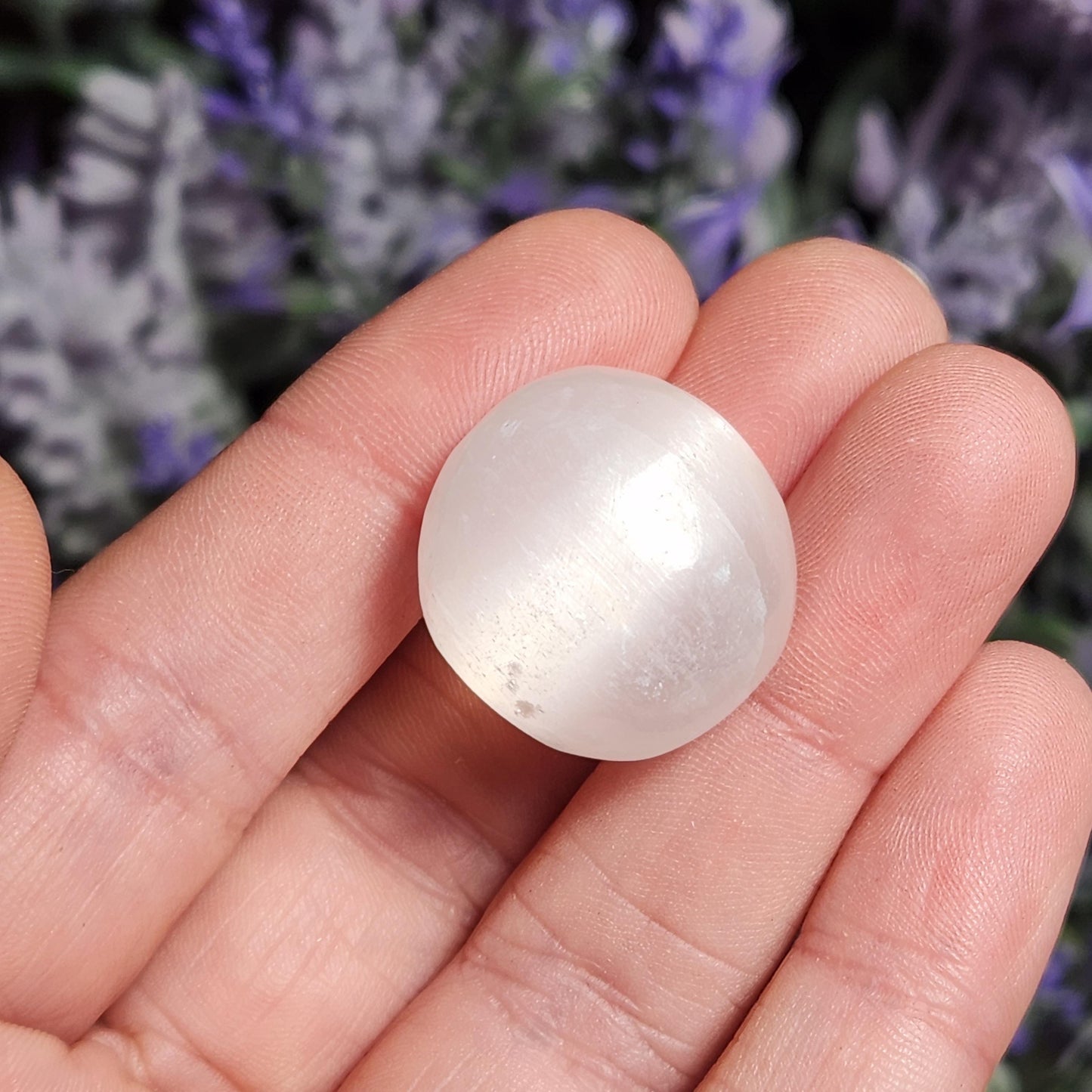 Selenite Crystal, Polished Selenite Sphere Carving, Tumbled Stone