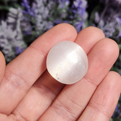 Selenite Crystal, Polished Selenite Sphere Carving, Tumbled Stone
