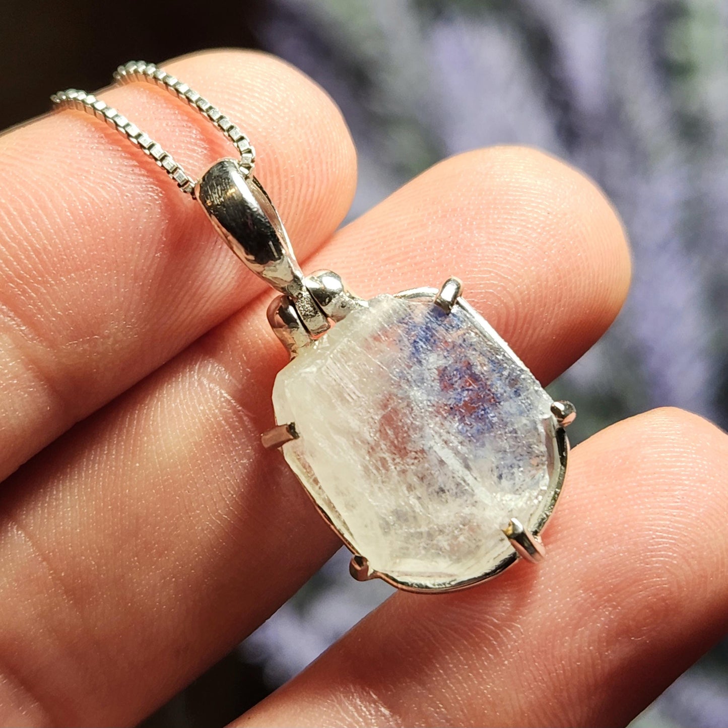 Fibrous Dumortierite in Quartz Pendant