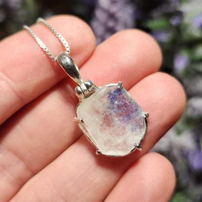 Fibrous Dumortierite in Quartz Pendant