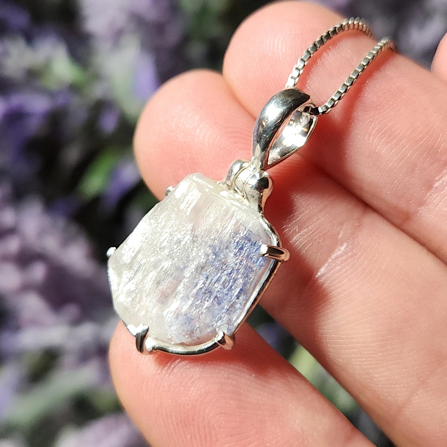 Fibrous Dumortierite in Quartz Pendant