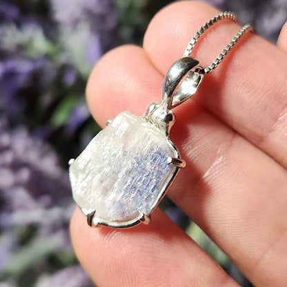 Fibrous Dumortierite in Quartz Pendant