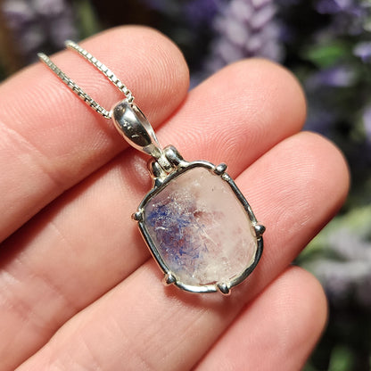Fibrous Dumortierite in Quartz Pendant