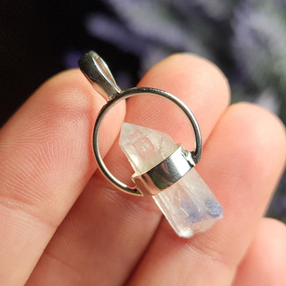 Fibrous Dumortierite in Quartz Pendant