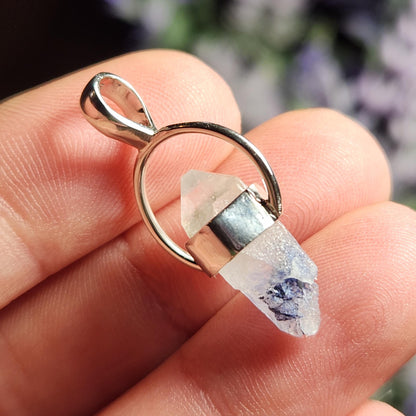 Fibrous Dumortierite in Quartz Pendant