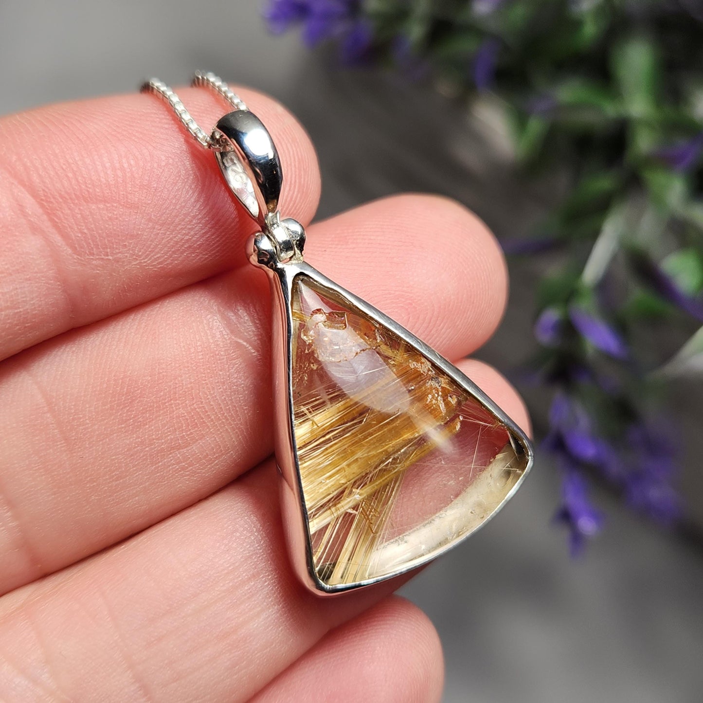 Gold Rutilated Quartz Pendant