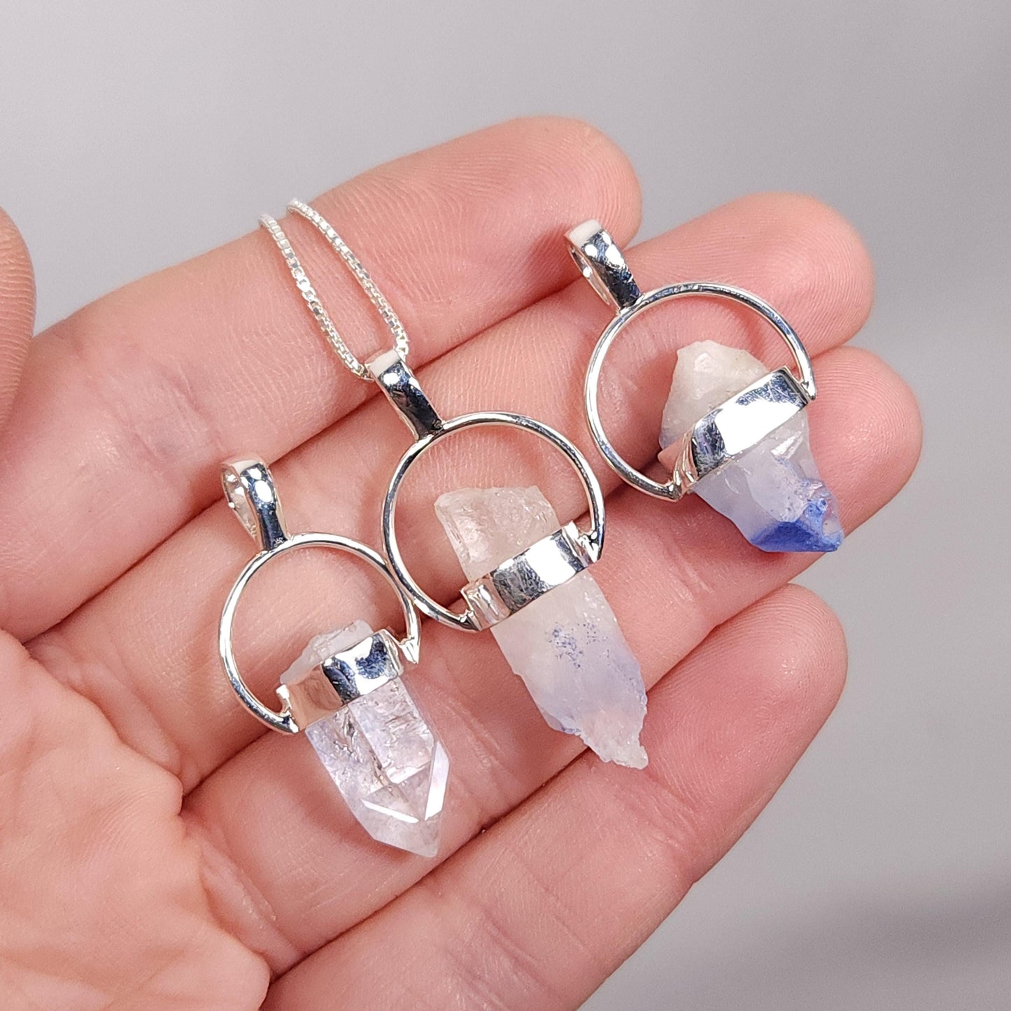 Fibrous Dumortierite in Quartz Pendant