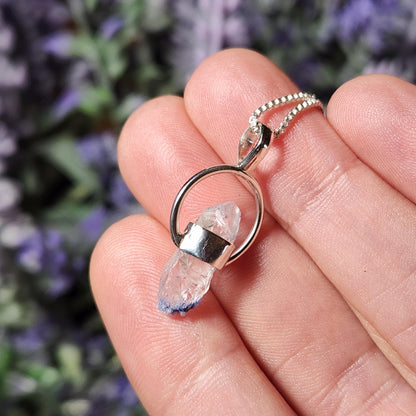 Fibrous Dumortierite in Quartz Pendant
