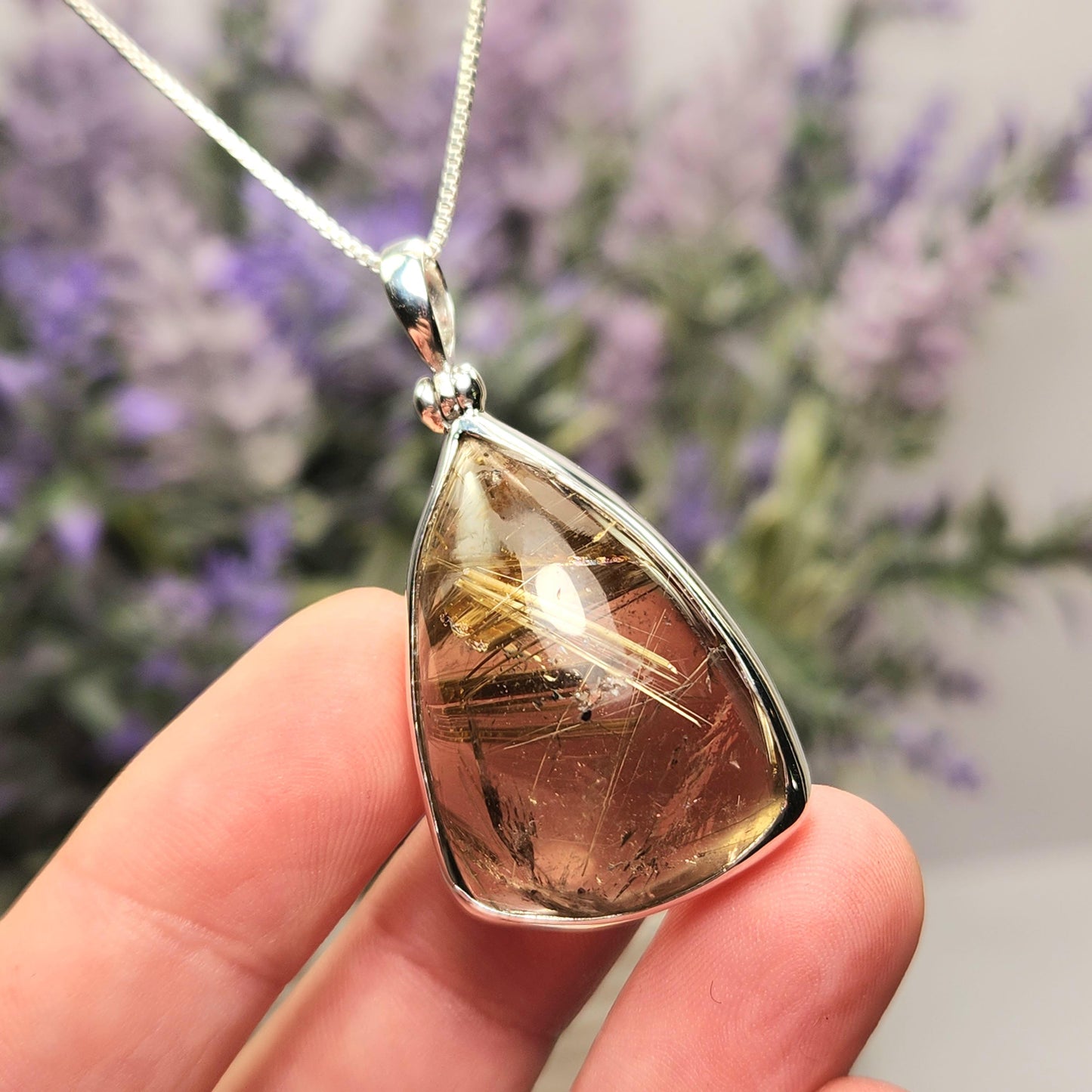 Gold Rutilated Quartz Pendant