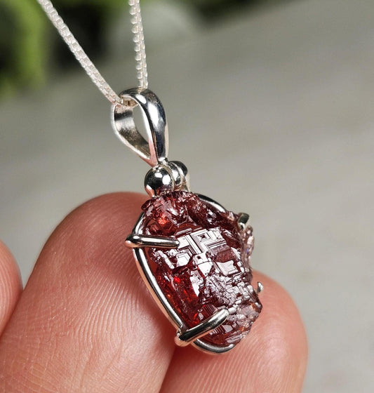 Etched Garnet Pendant