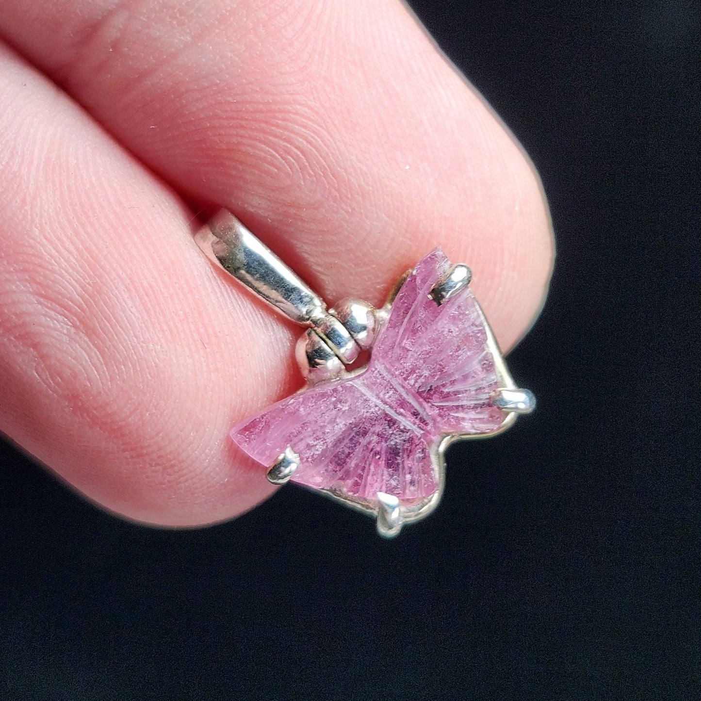 Pink Tourmaline Butterfly Pendant