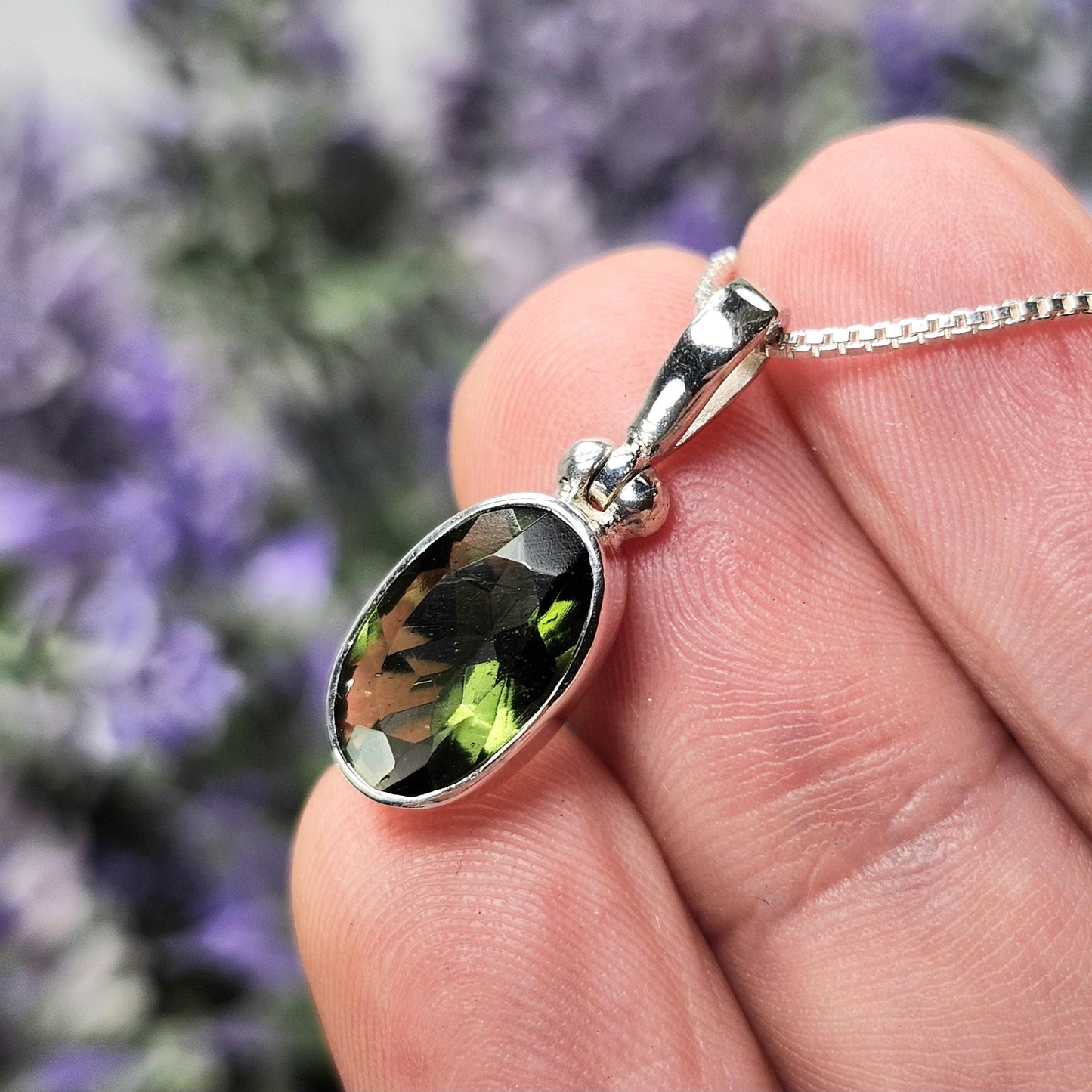 Faceted Moldavite Pendant