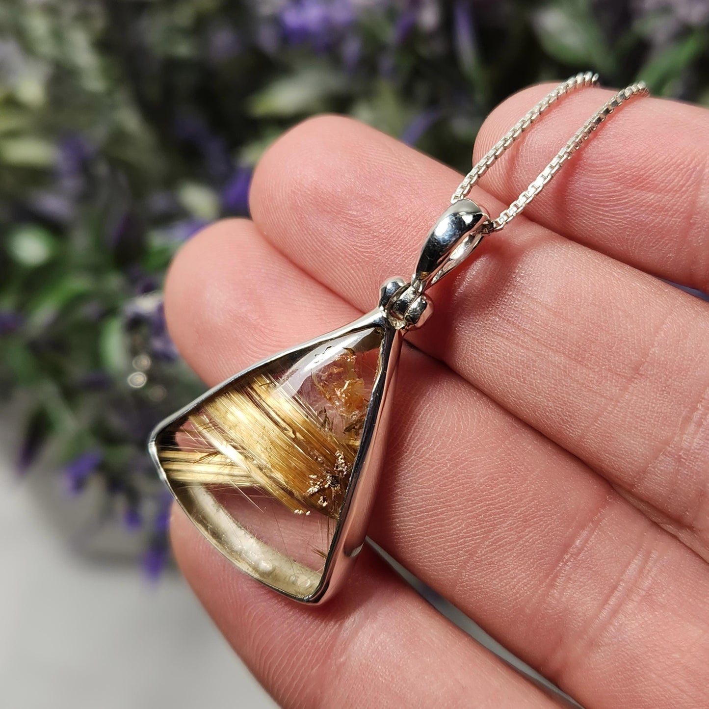Gold Rutilated Quartz Pendant