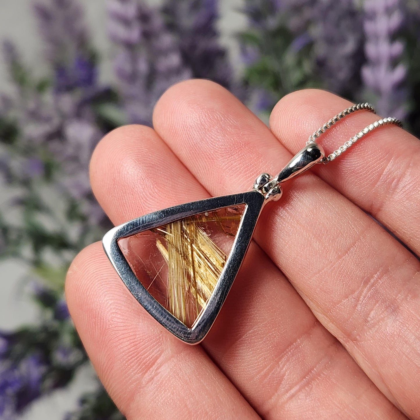 Gold Rutilated Quartz Pendant