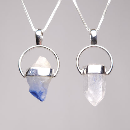 Fibrous Dumortierite in Quartz Pendant