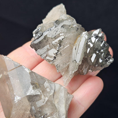 Tabular Black Barite with Marcasite