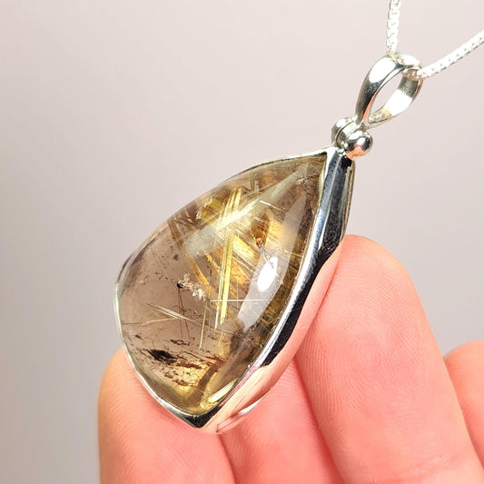Gold Rutilated Quartz Pendant
