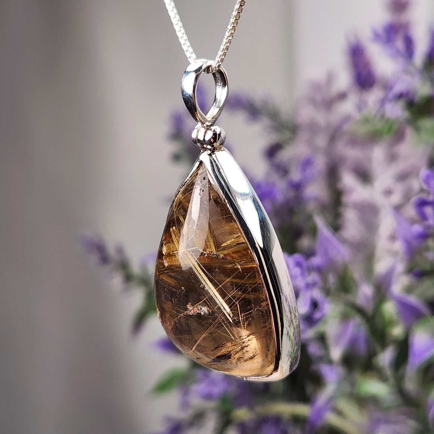 Gold Rutilated Quartz Pendant