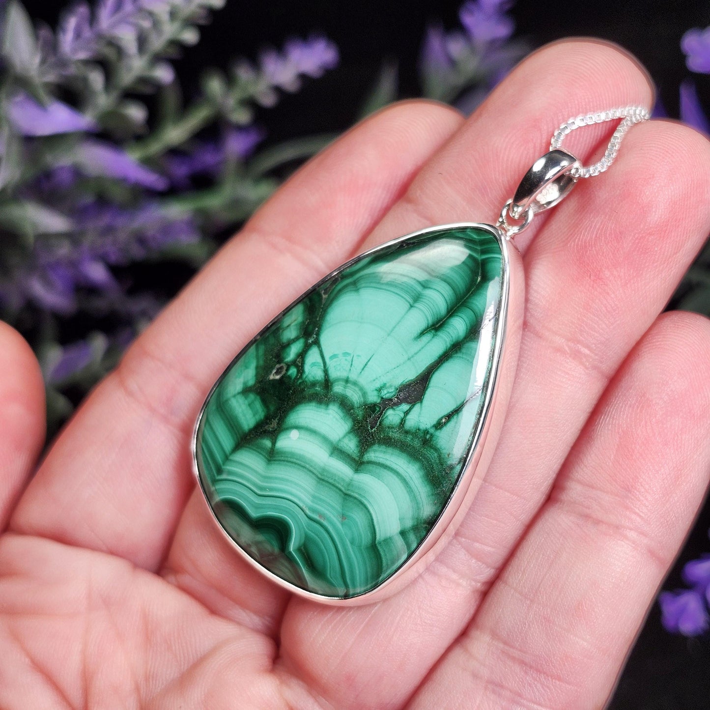 Malachite Pendant / Malachite Necklace / Malachite Jewelry / Malachite Crystal / Natural Malachite Necklace / Polished Malachite / Malachite