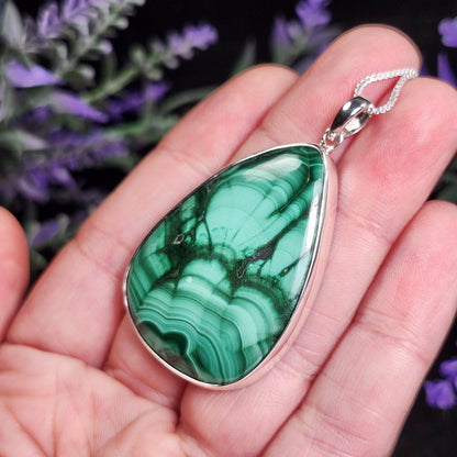Malachite Pendant / Malachite Necklace / Malachite Jewelry / Malachite Crystal / Natural Malachite Necklace / Polished Malachite / Malachite