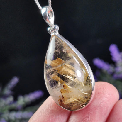 Hematite Rutilated Quartz Pendant