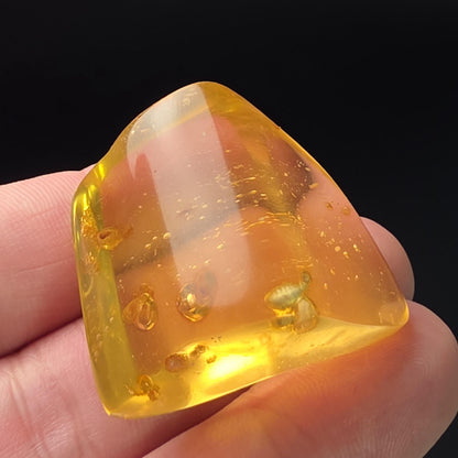 Amber with Bugs & Static ENHYDRO 11.2g, Polished Amber Specimen from Colombia
